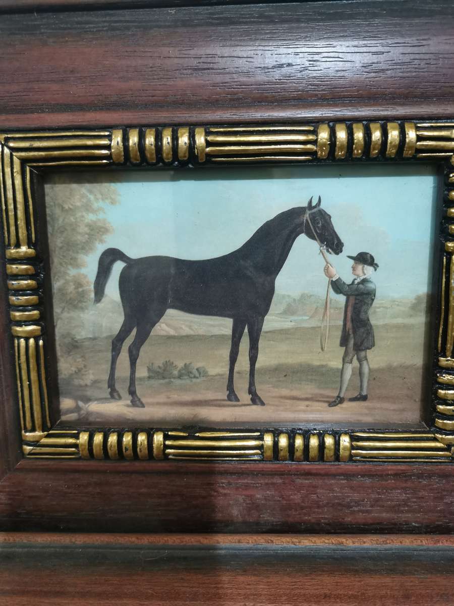 Beautiful Vintage Wood and Glass Framed Horse Portraits 22cmx27cm