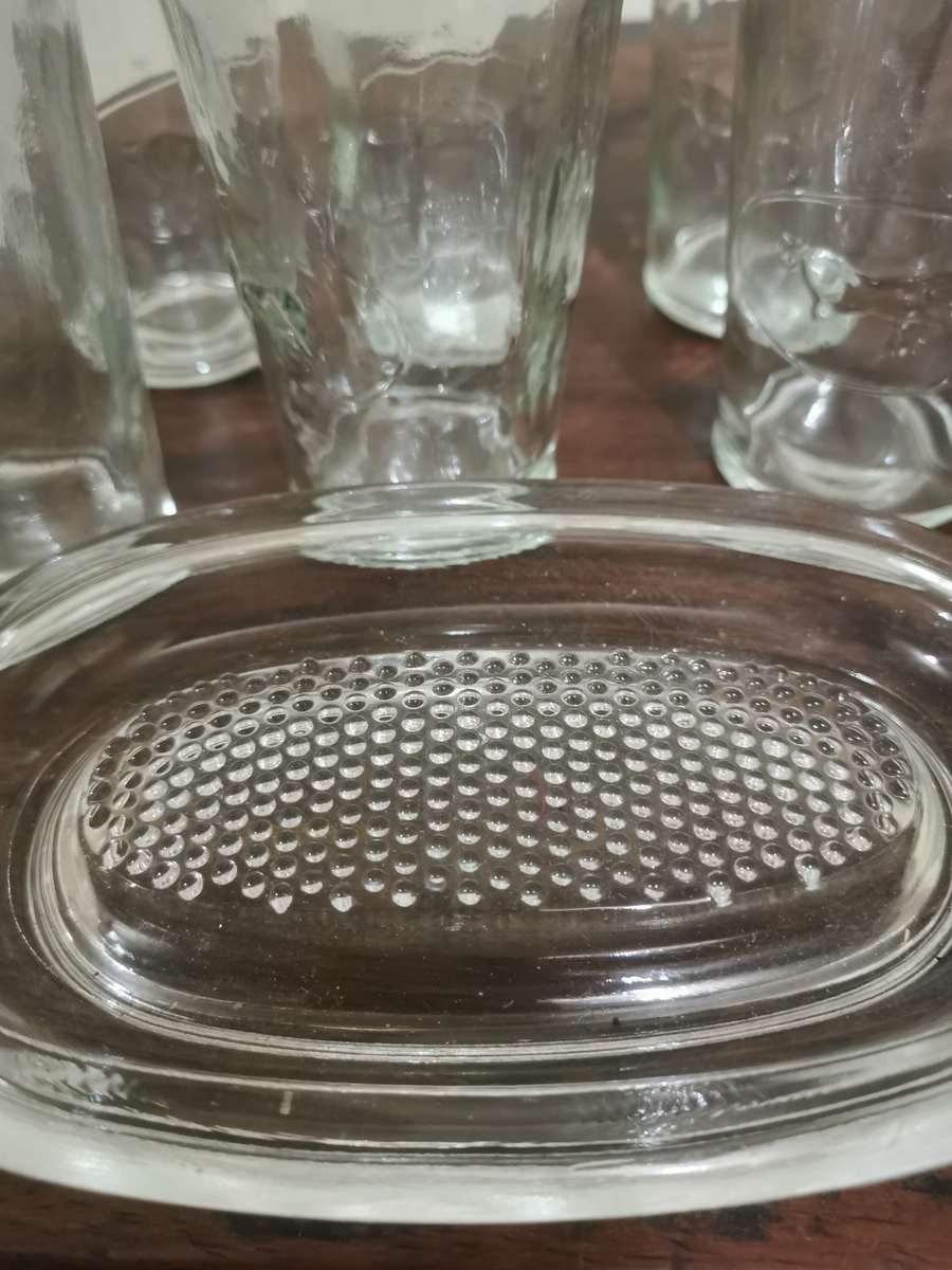 Set of 6 Thick Rimmed Glasses with a Sweet or Nut Dish