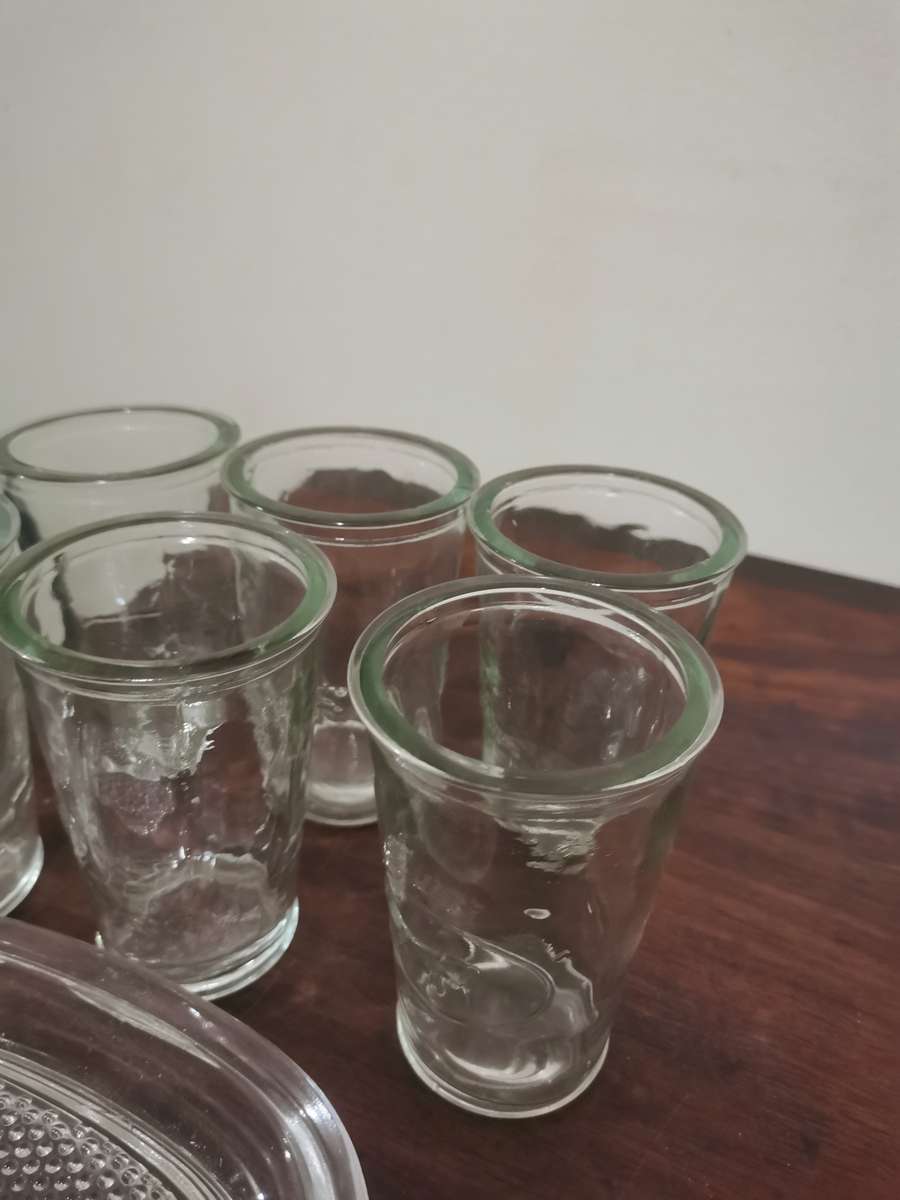Set of 6 Thick Rimmed Glasses with a Sweet or Nut Dish