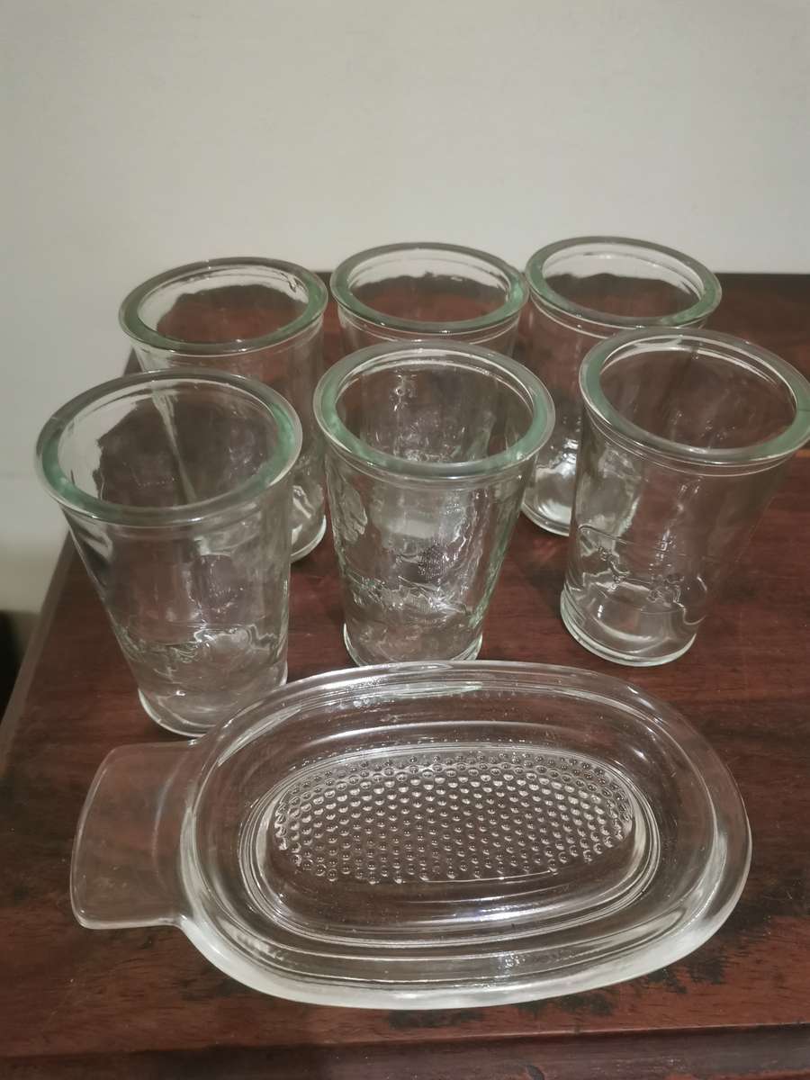 Set of 6 Thick Rimmed Glasses with a Sweet or Nut Dish