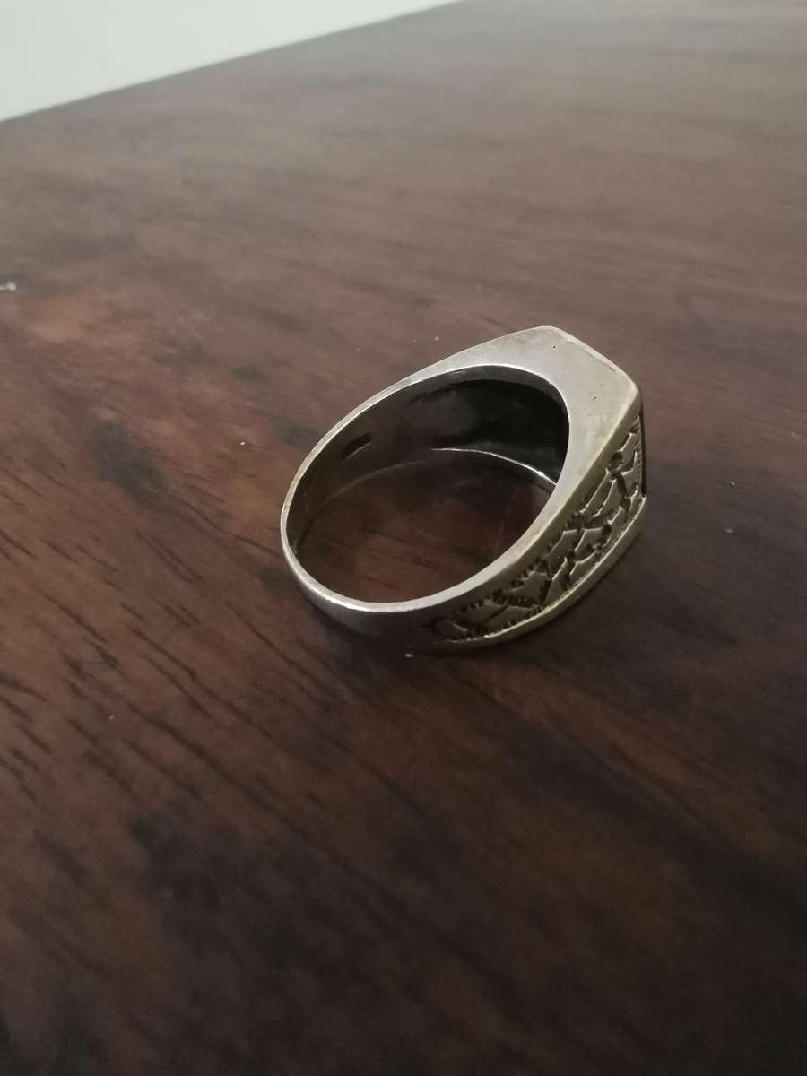 Astonishing Sterling Silver Men's Ring with a Large Black Stone