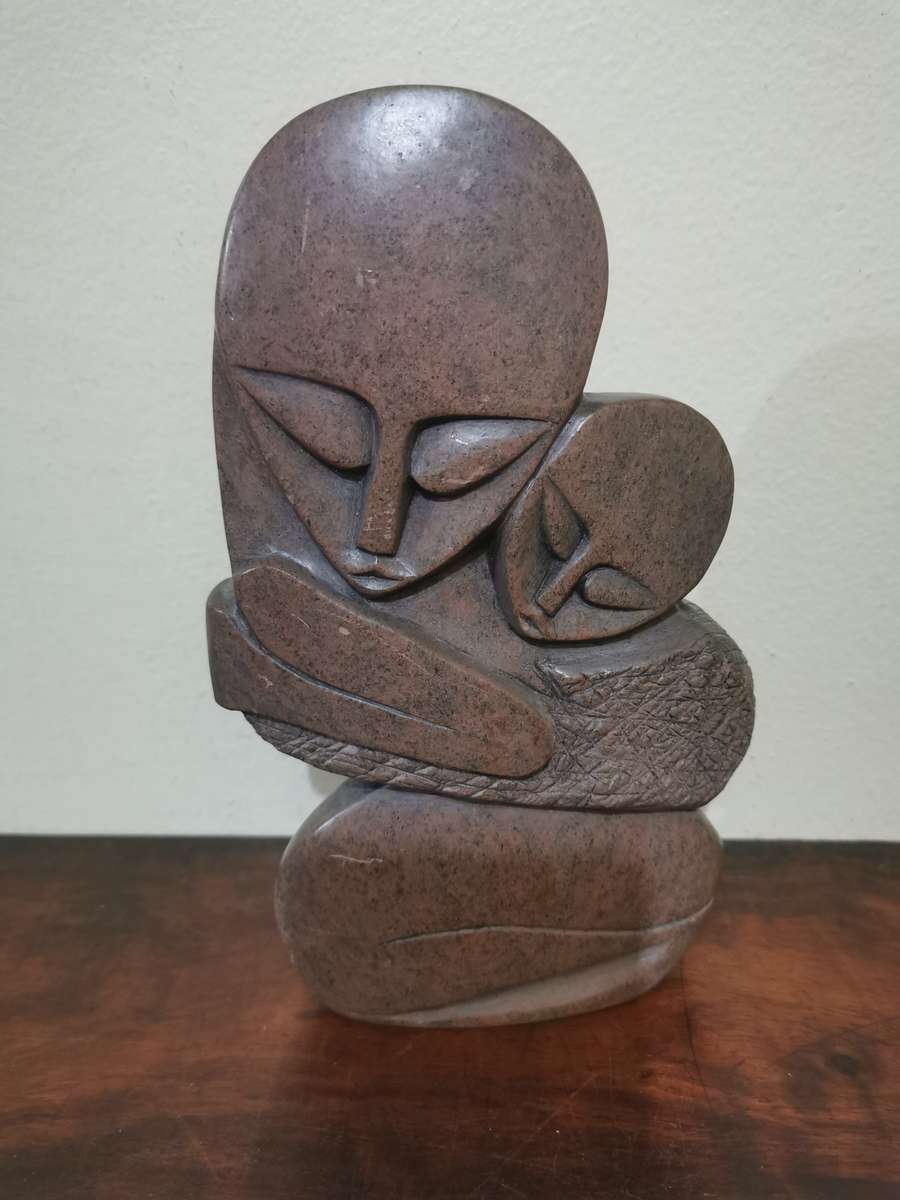 Mother and Child Stone Sculpture Signed by the Artist