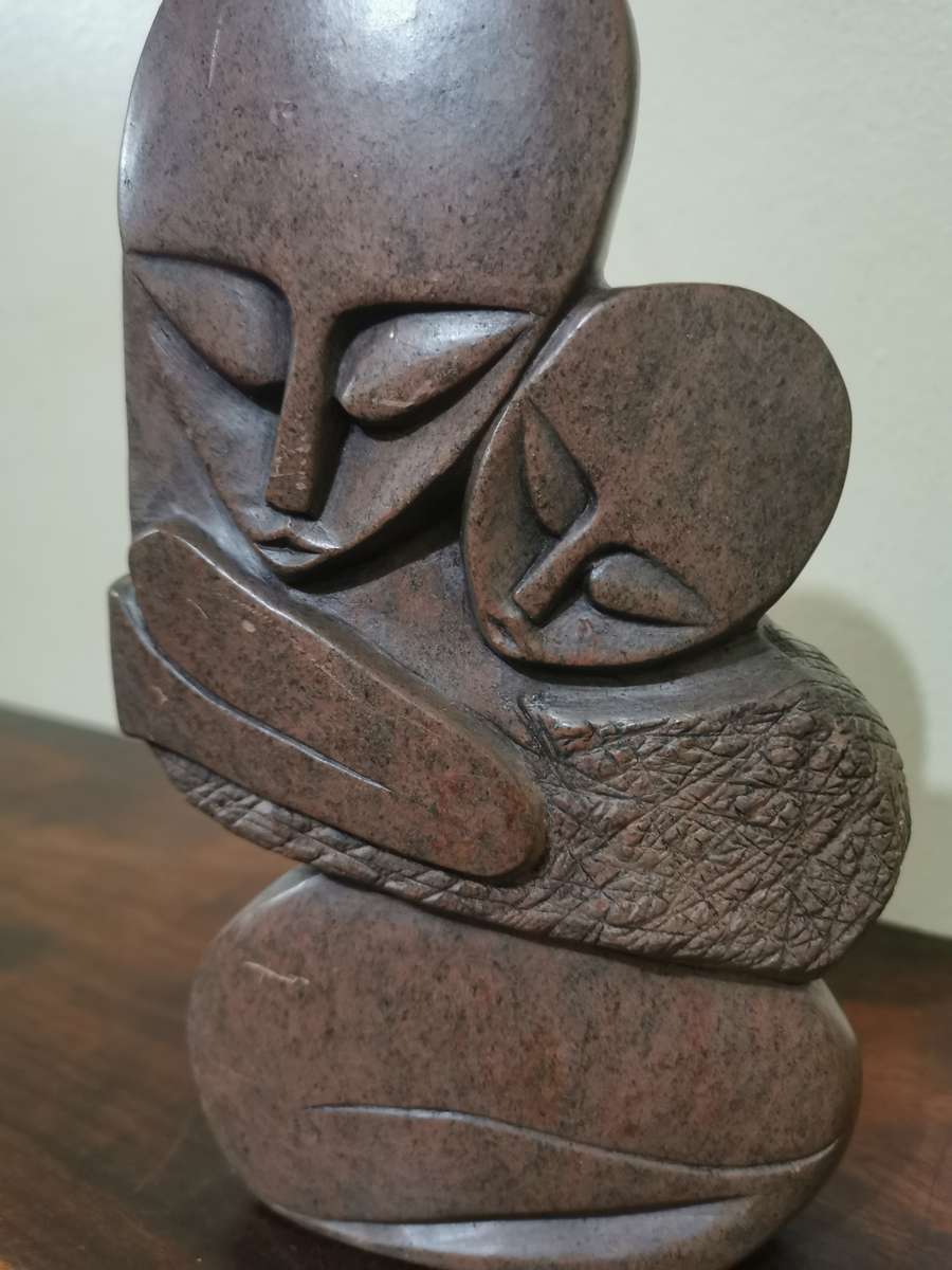 Mother and Child Stone Sculpture Signed by the Artist