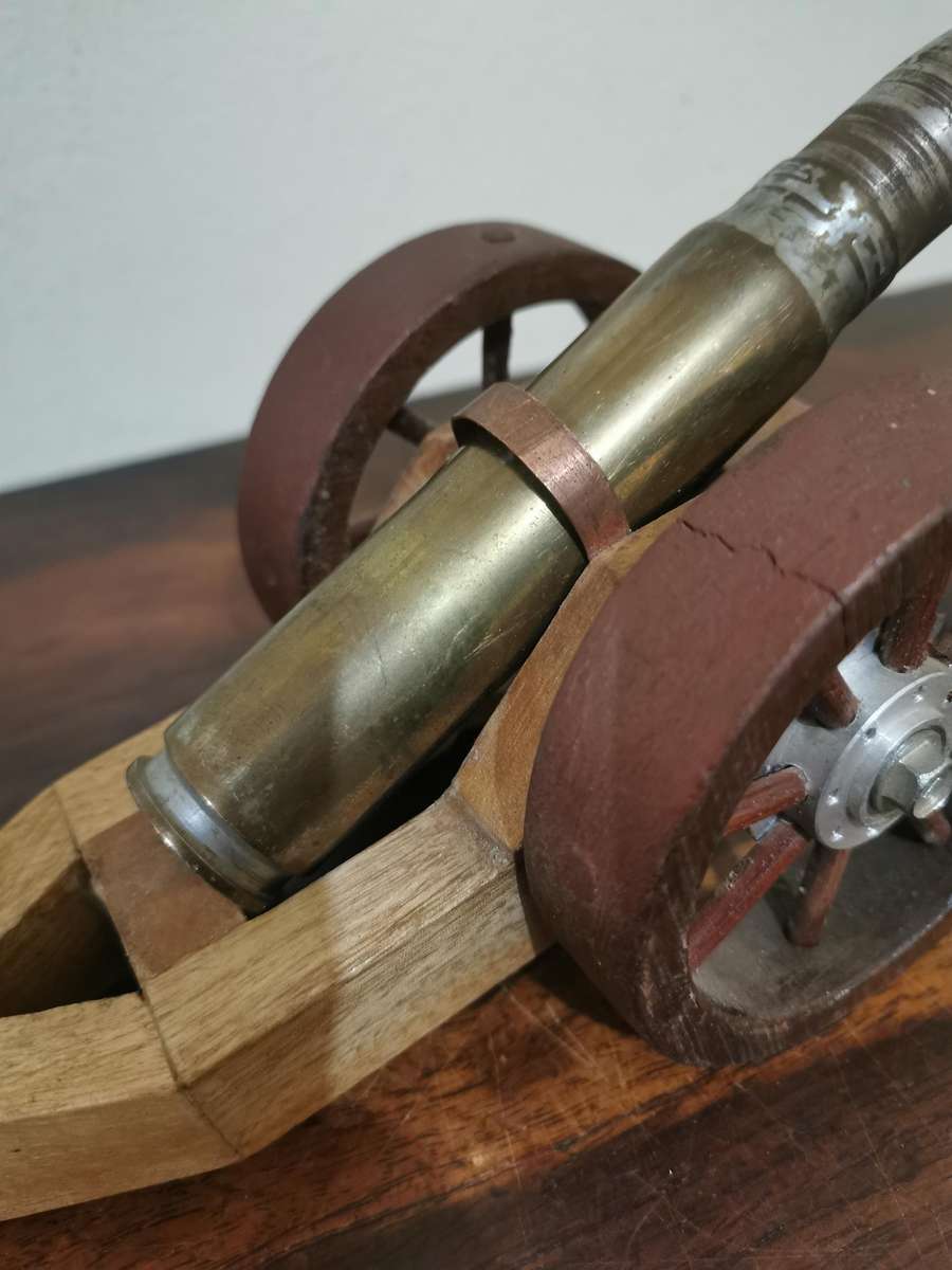 Awesome Collector's Piece - Handmade Cannon with a Large Old Bullet