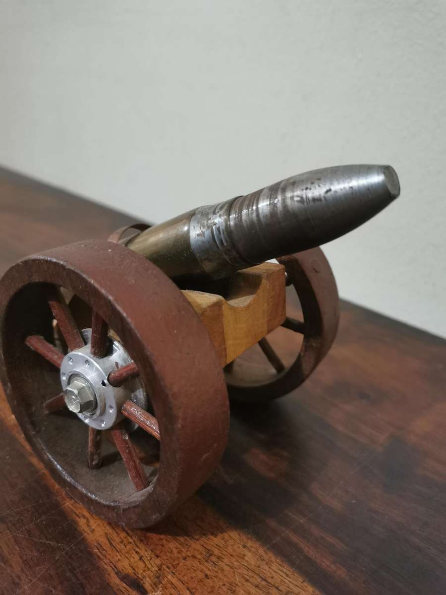 Awesome Collector's Piece - Handmade Cannon with a Large Old Bullet