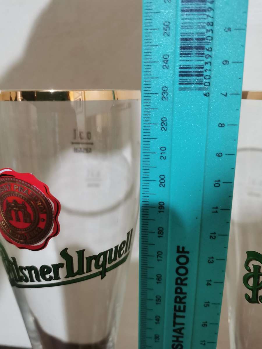 Pilsner Urquell Crystal Beer Glass Pair with Gold Trim