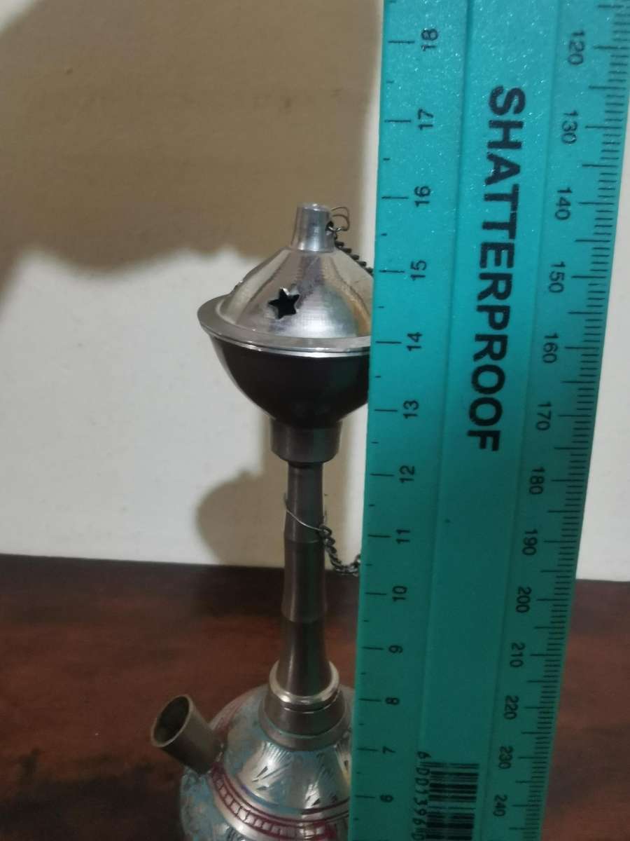 Beautiful Etched Enamel White Metal Hookah