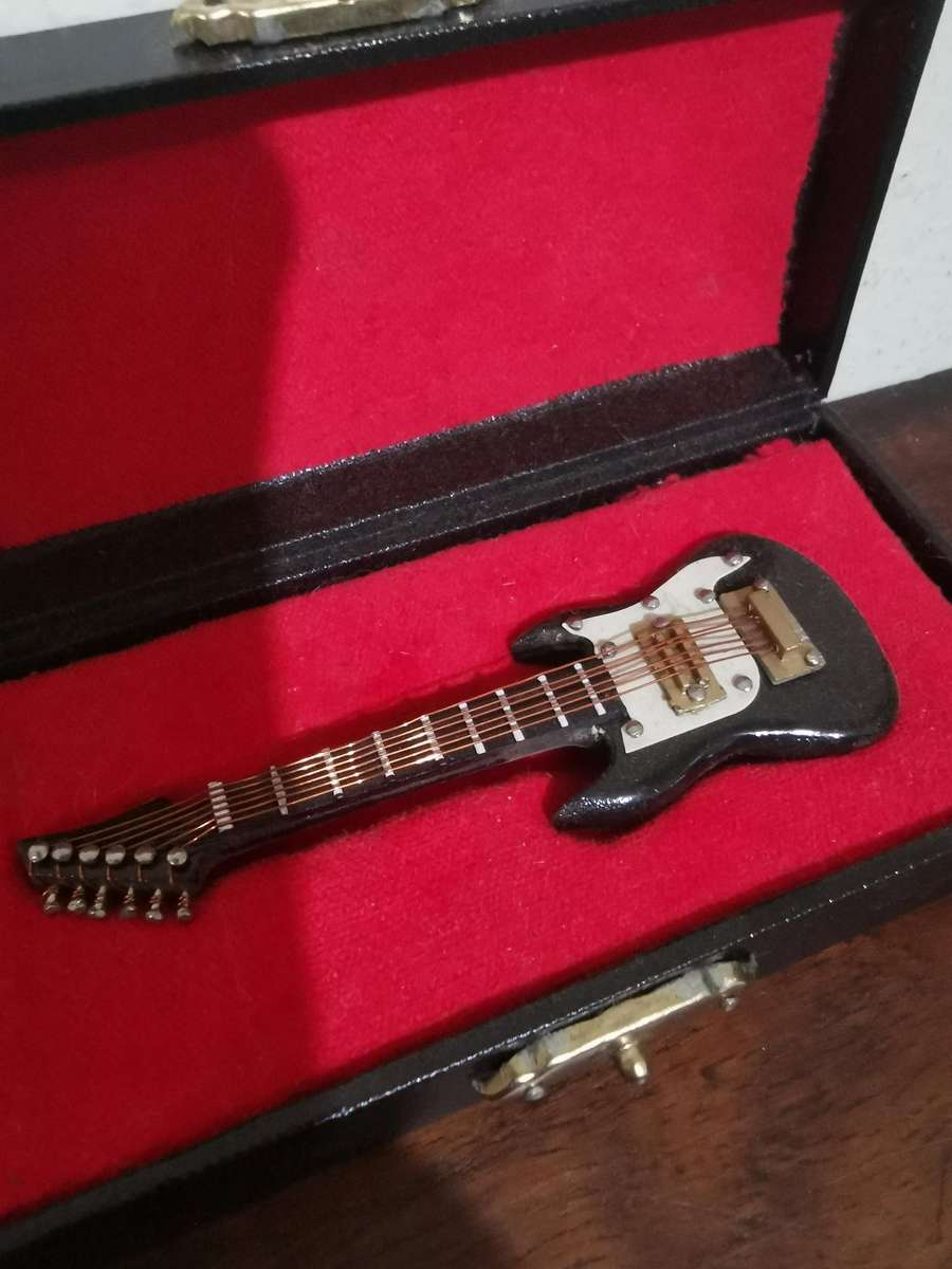 Miniature Electric Guitar Replica in Velvet Lined Wooden Case