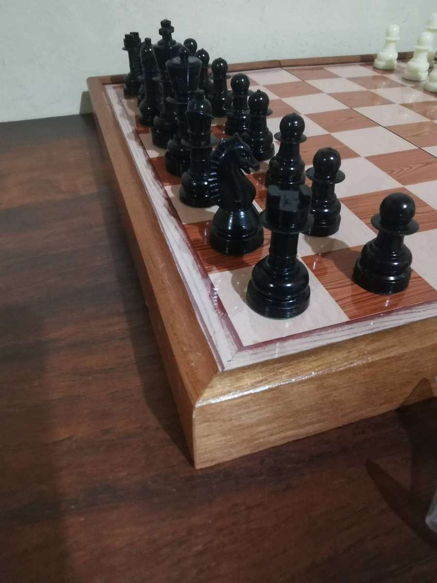 Vintage Wood Chess and Backgammon Travel Set