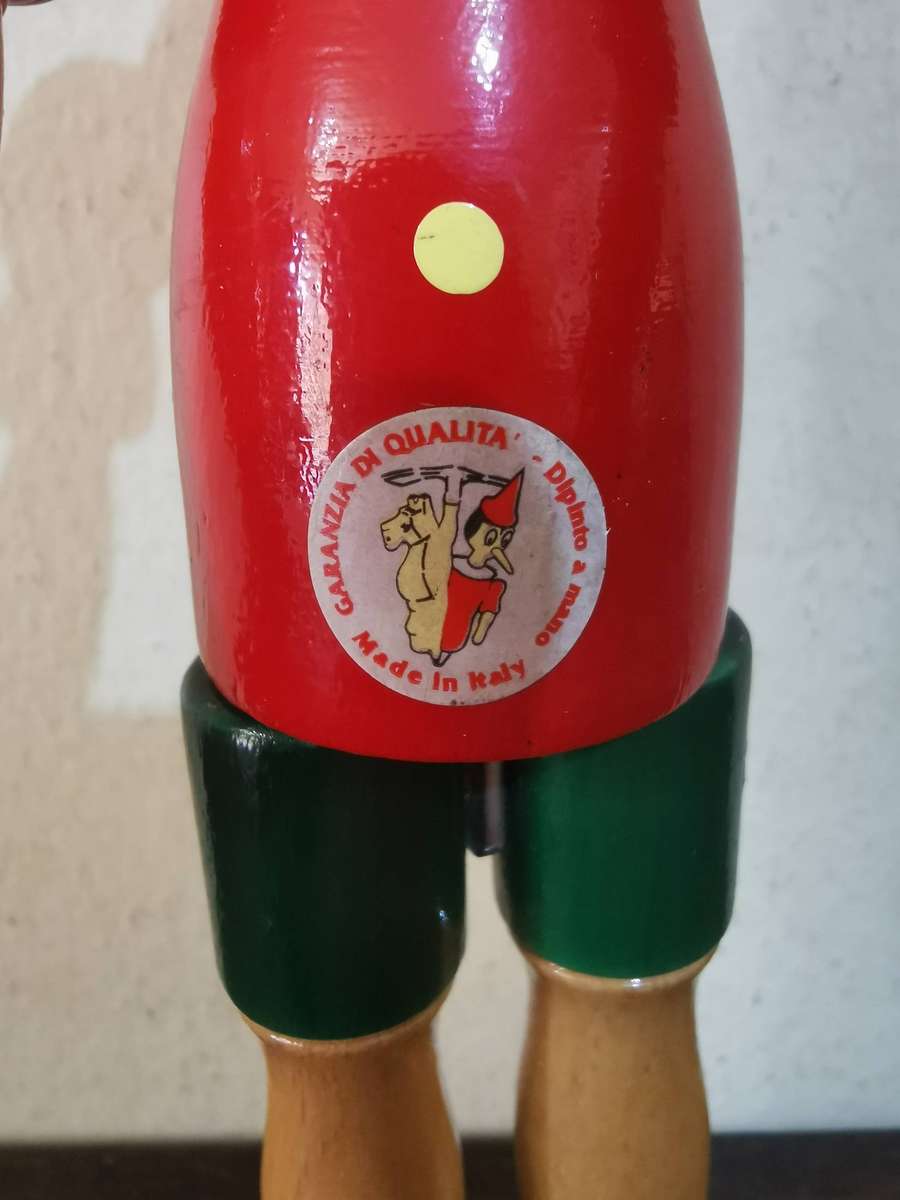 Made in Italy - Vintage Wooden Pinocchio Figurine with Moving Parts 25cm Tall