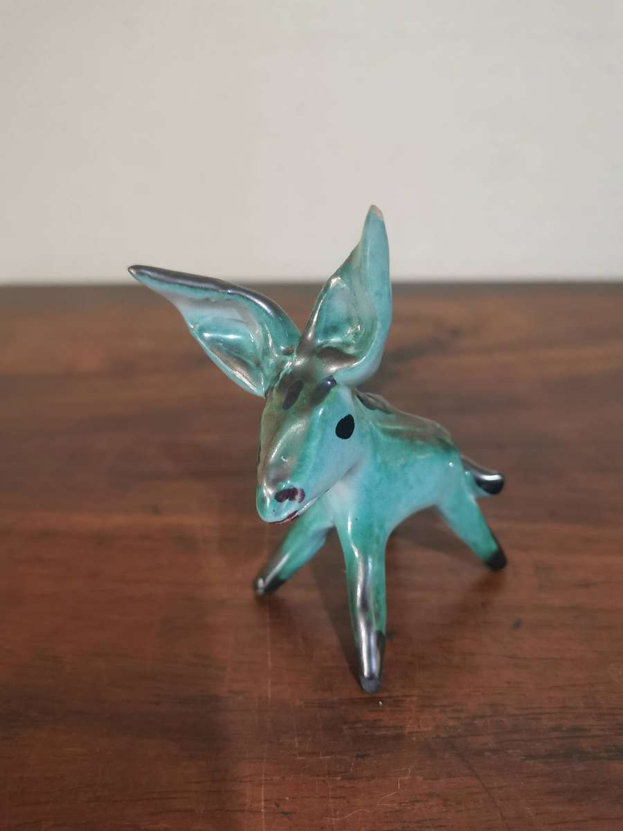 Vintage Glazed Ceramic Donkey