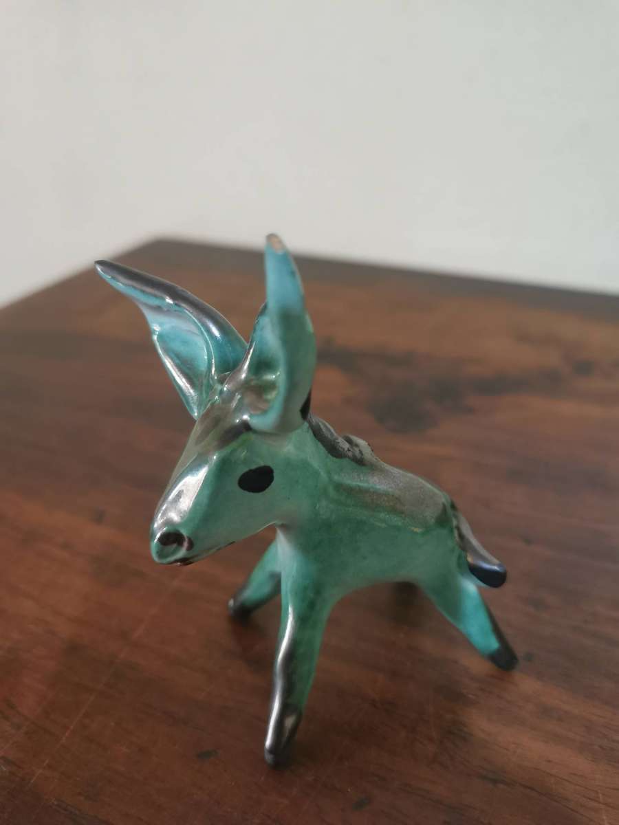 Vintage Glazed Ceramic Donkey