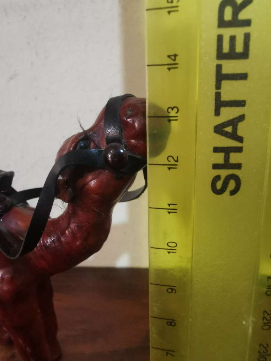 Wooden Camel with Leather Saddle and Brass Stirrups