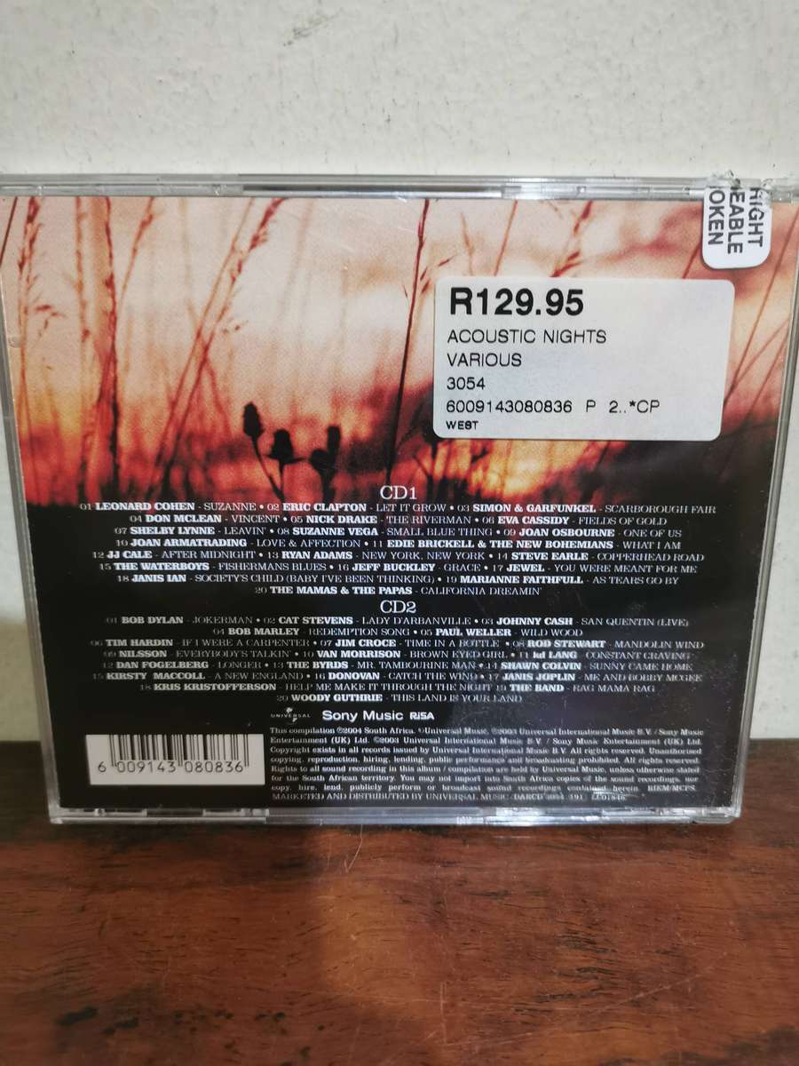 Acoustic Nights, 2-Disc Music Compilation CD - see pics