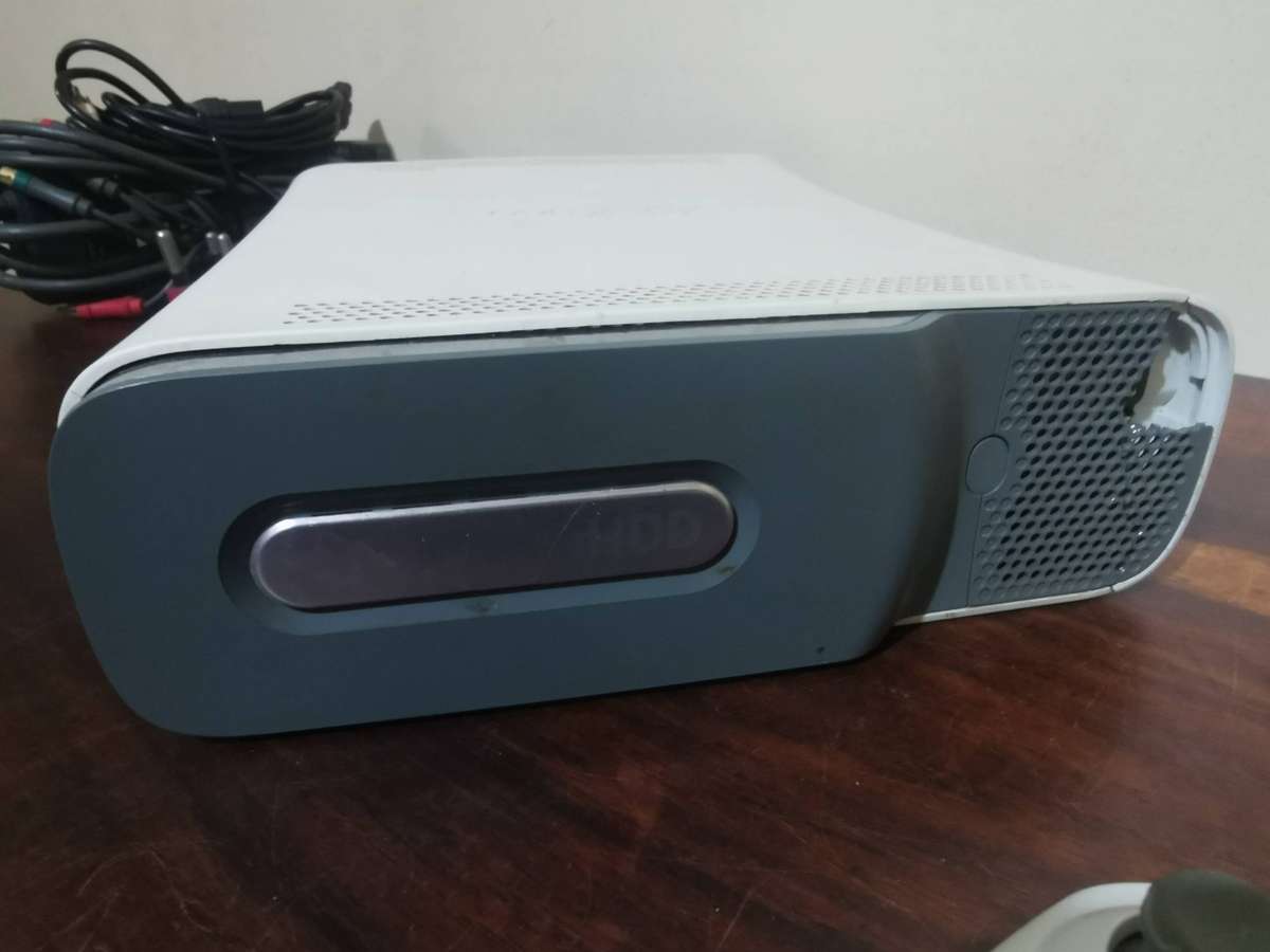 White Xbox 360 Console with Original Remote and Cables