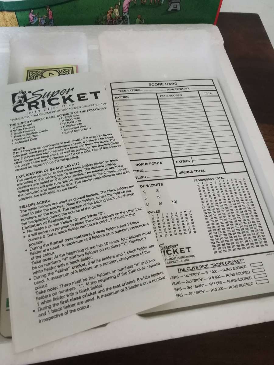 Super Cricket with Clive Rice, Vintage Boardgame