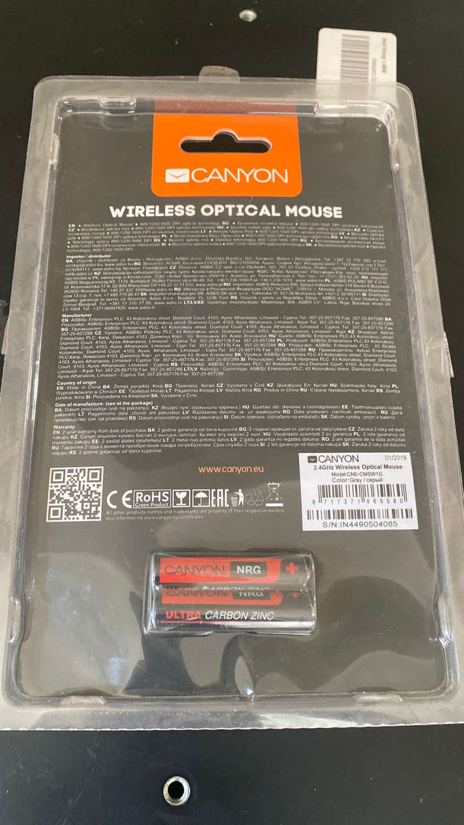 Mouse CANYON CNE-CMSW1 wireless (grey)