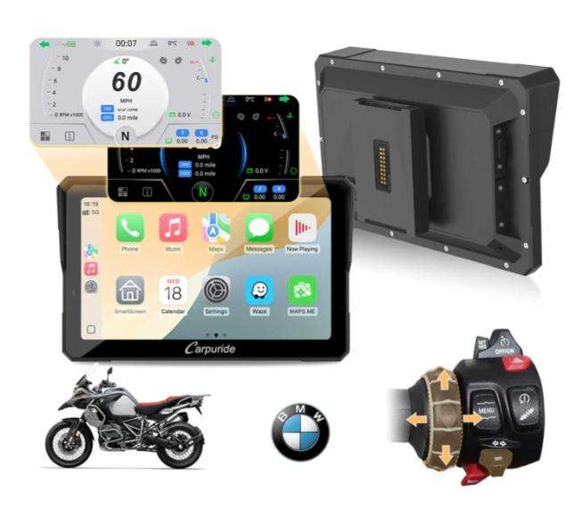 Carpuride W702BS Motorcycle Stereo  Compatible with Select Control Systems