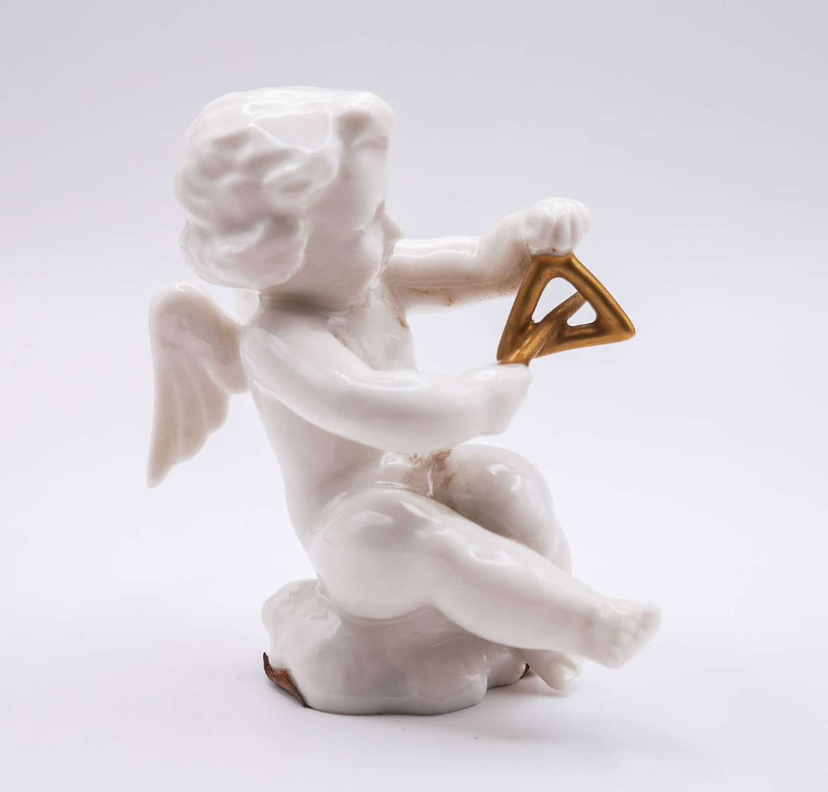Hutschenreuther Selb Cherub with Gold Triangle  German porcelain putto musician (Kunstabteilung)