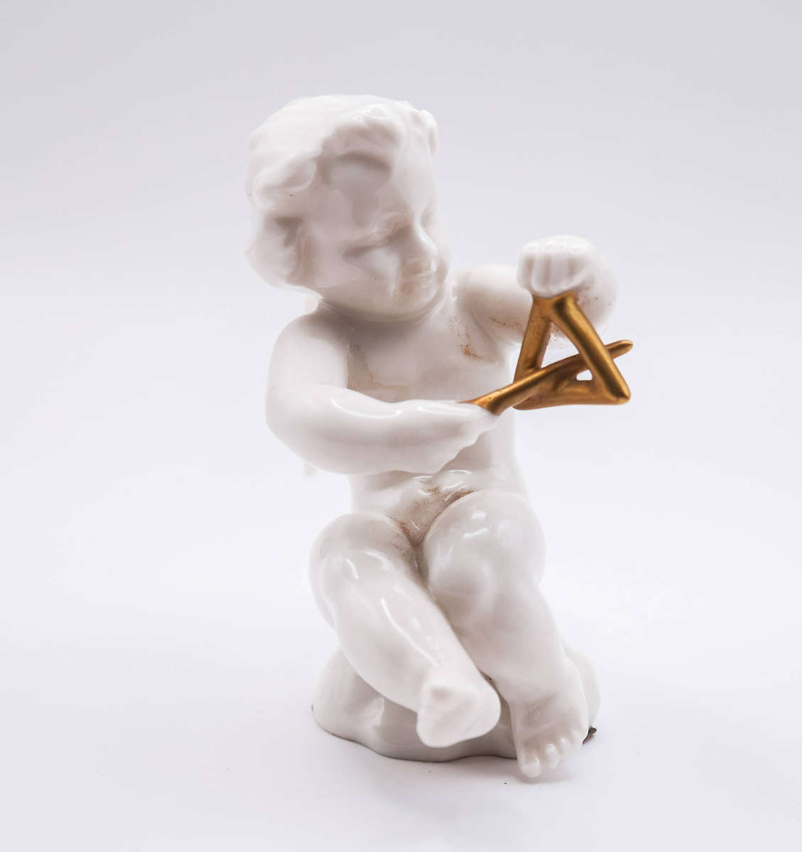 Hutschenreuther Selb Cherub with Gold Triangle  German porcelain putto musician (Kunstabteilung)