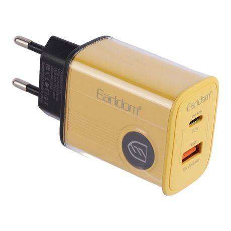 Earldom QC 3.0 Travel Charger - 1 USB and 1 Type C Port