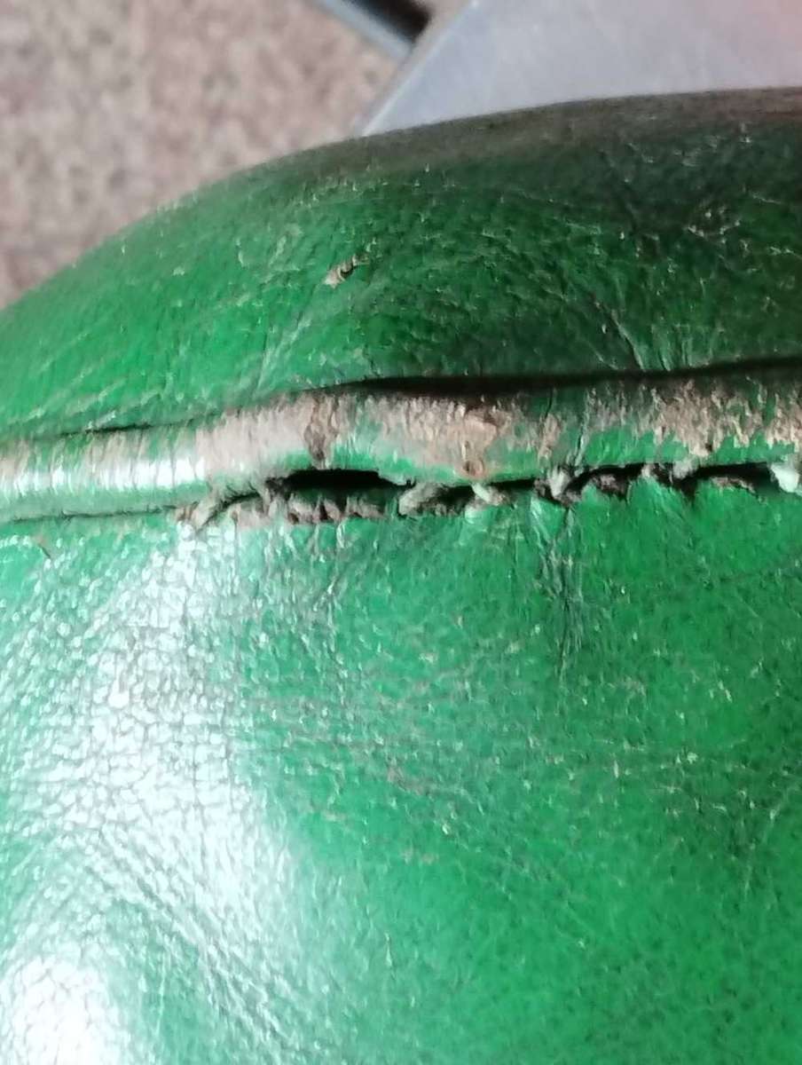 Old railway coach genuine leather cushion