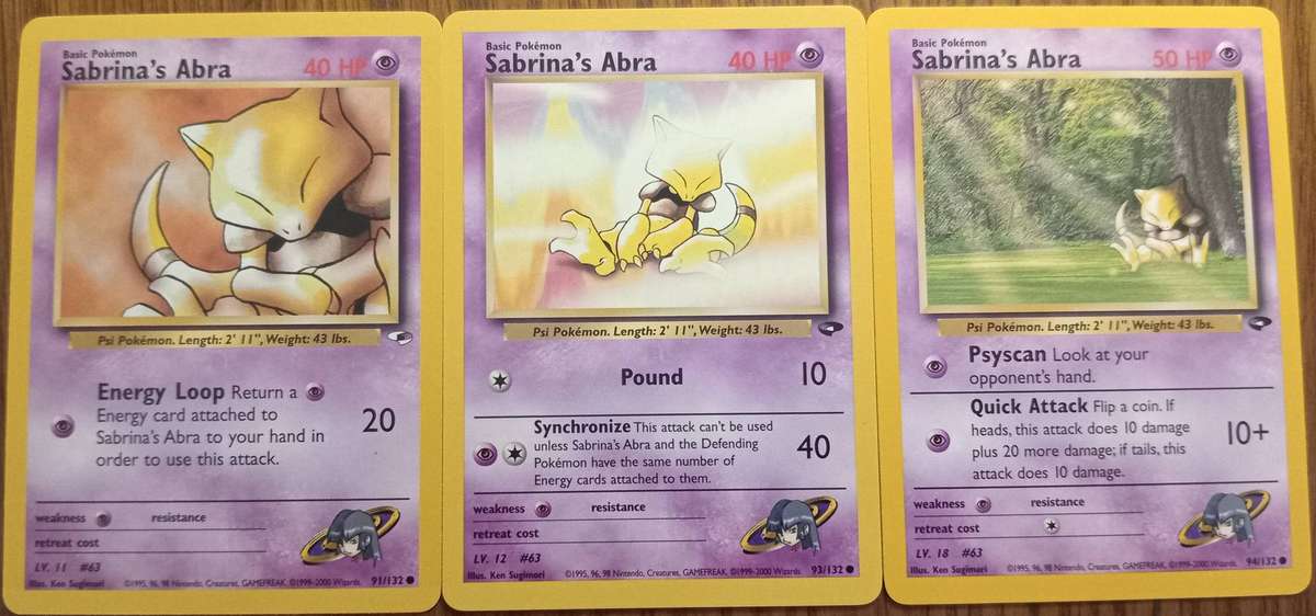 Pokemon - Sabrina's Abra - Set of three - Gym Heroes and Challenge