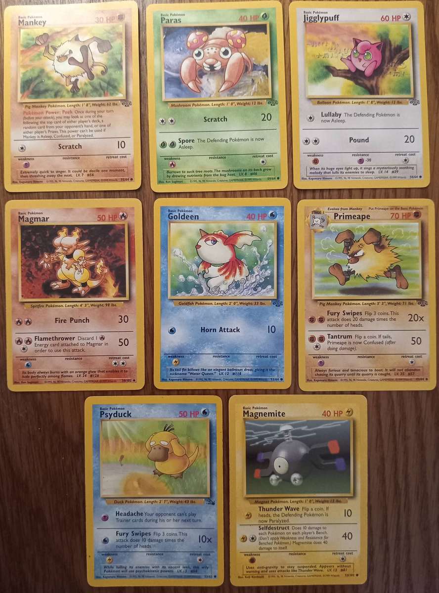 Pokemon - 8 Original Cards - Base, Jungle and Fossil (Including Magmar)