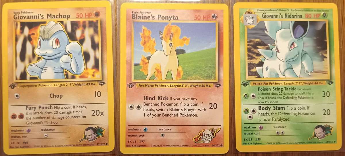 Pokemon - Three Gym Challenge Cards - First Edition