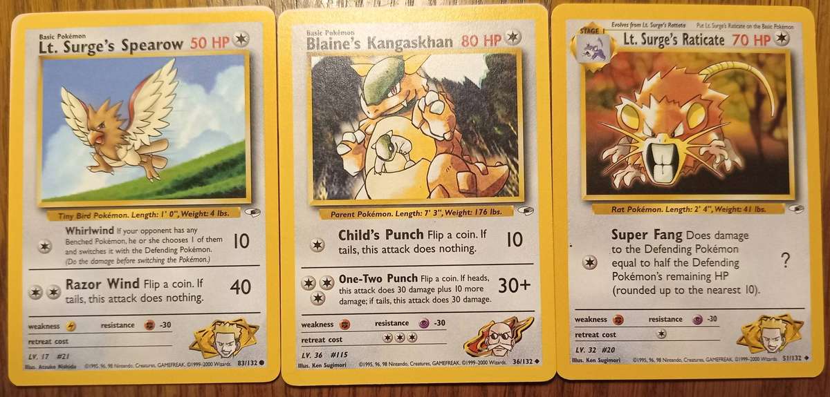 Pokemon - Three Gym Heroes Cards