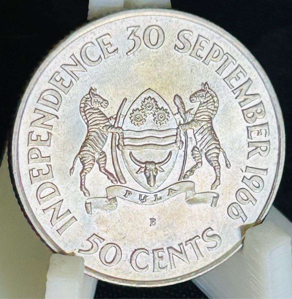 Botswana 50c  (80%) SILVER 30 September 1966 Independance coin Low mintage