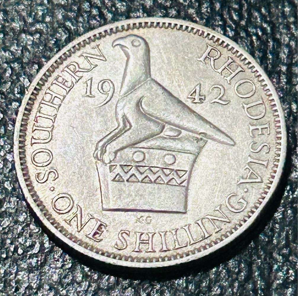 1942 SOUTHERN RHODESIA  925 SILVER SHILLING A/U