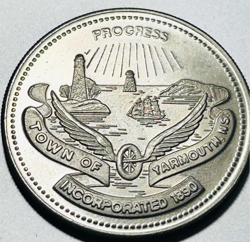 Historical 150th anniversary Yarmouth Fire Dept Dollar, 1987 Token
