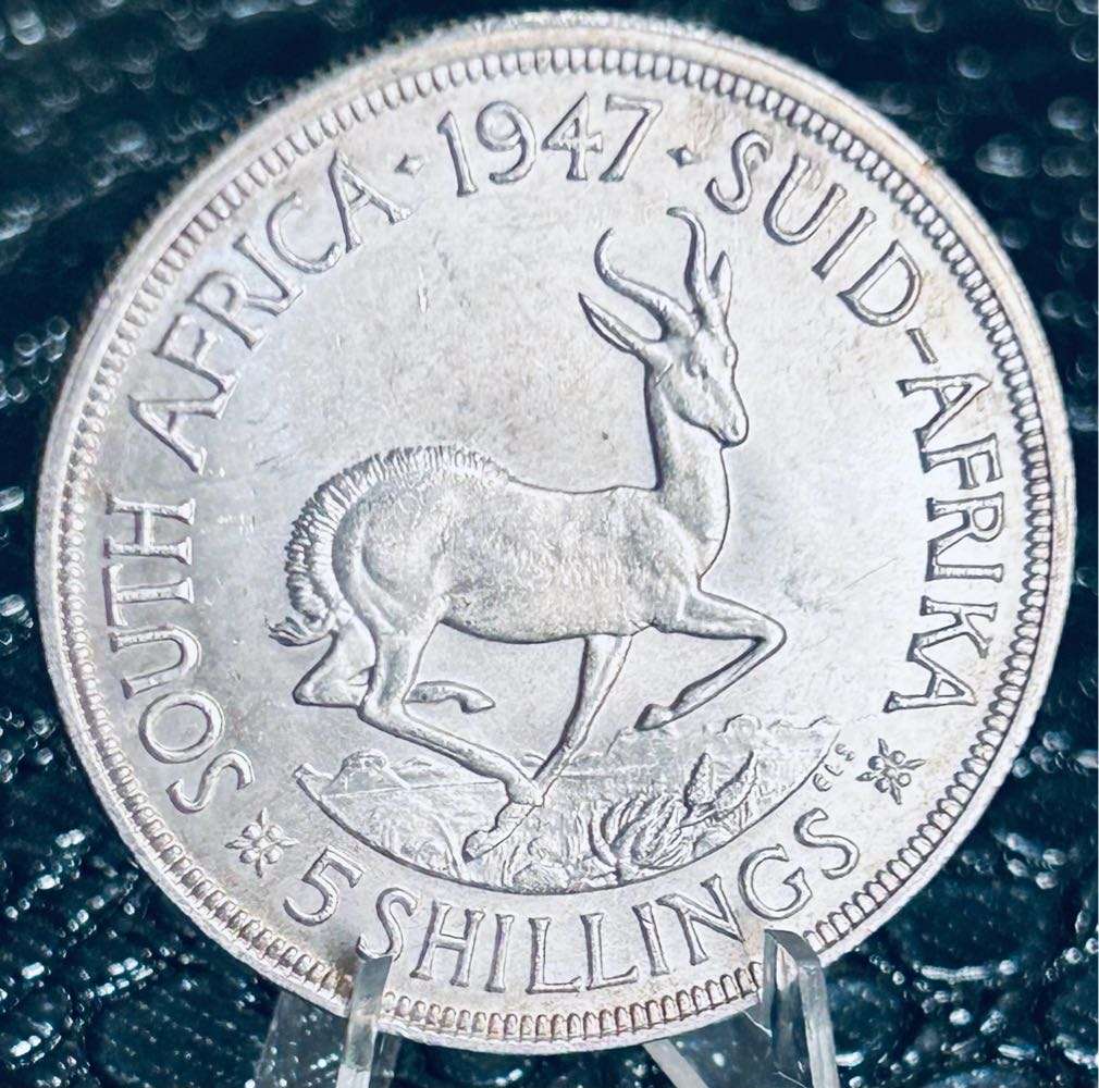 South Africa 1947 5 Shillings Silver Coin ( Weight : 28.27 g ) FULLY UNC