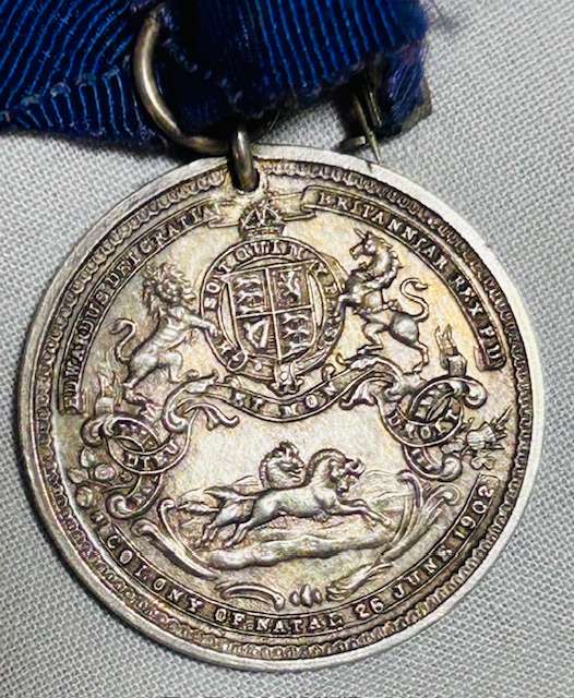1902 NATAL (SILVER 99.9- 11,4GRAM) COMMEMORATE CORONATION OF KING EDWARD MEDALLION- PRE WWi