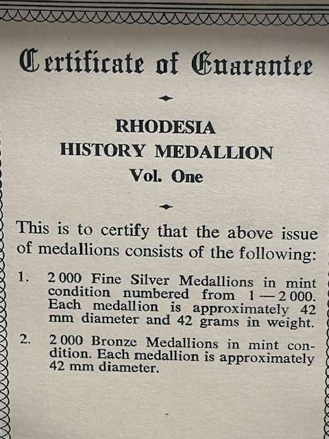 Rhodesia History Medallion Vol. 1 (Bronze) in Original Holder Sealed