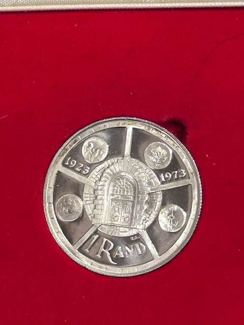 SOUTH AFRICA SILVER R1 -1974 PROOF - 50TH ANNIVERSARY OF SA MINT IN MINT BOX