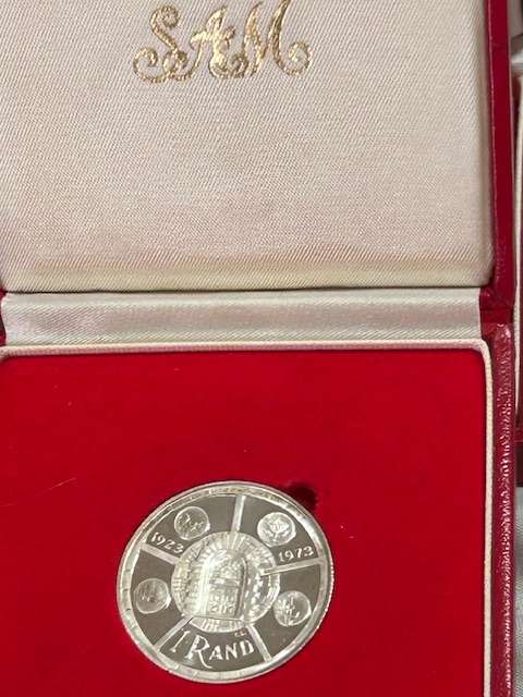 SOUTH AFRICA SILVER R1 -1974 PROOF - 50TH ANNIVERSARY OF SA MINT IN MINT BOX