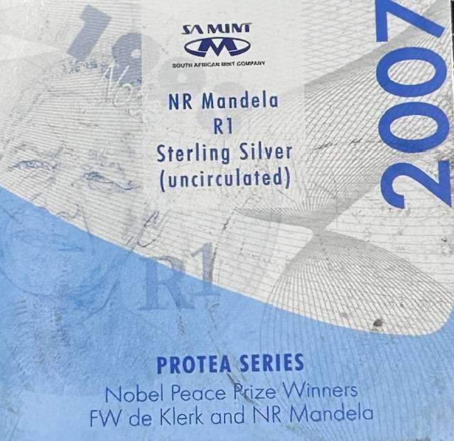 2007 MANDELA SILVER R1 UNCIRCULATED NOBEL PRIZE LOW MINTAGE