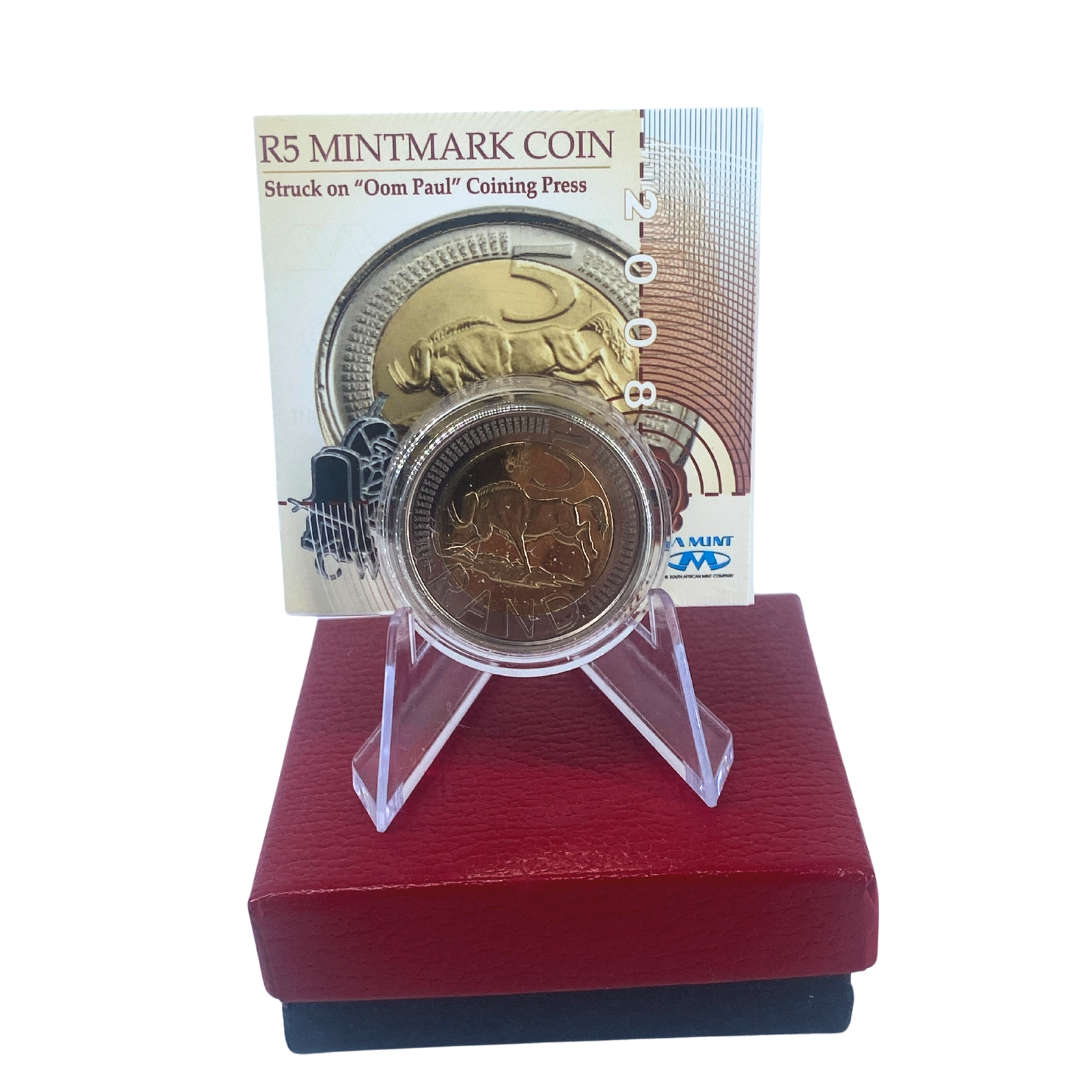 2008 South Africa Oom Paul Mintmark R5 *** Mintage ONLY 2990 *** With Certificate in original box