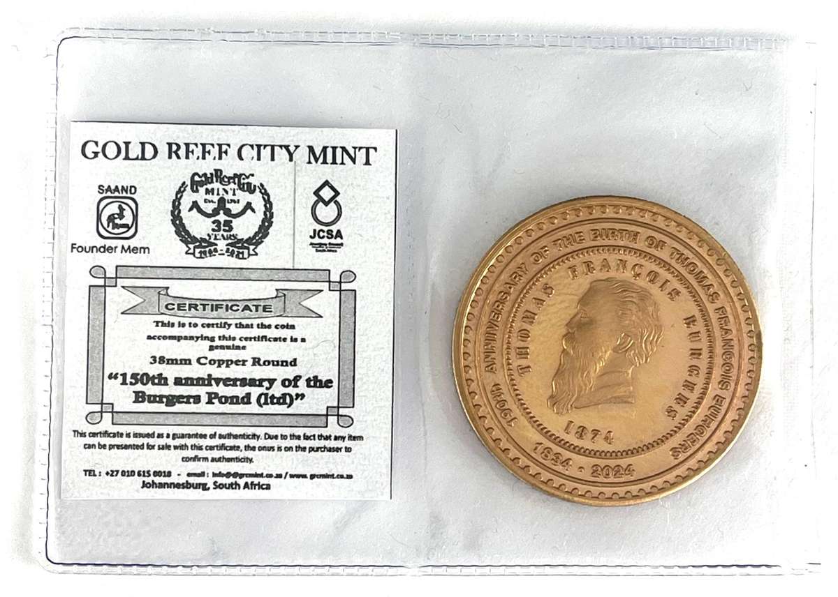150th Anniversary of the Burgers Pond (Cape Town Stamp) Copper