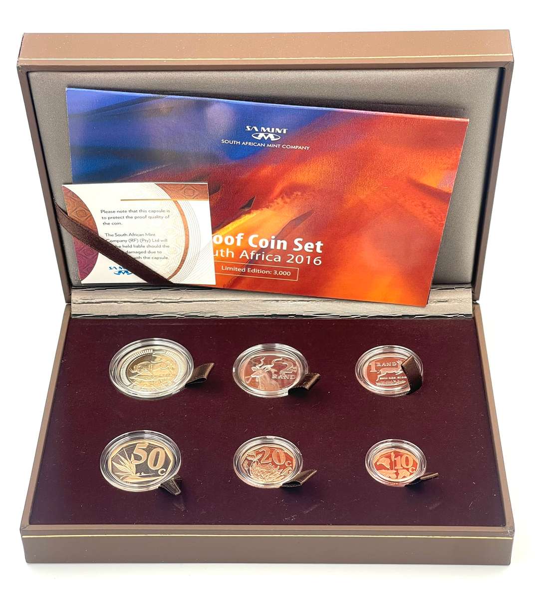 2016 South Africa Proof Coin Set in original mint box **Mintage ONLY 741**