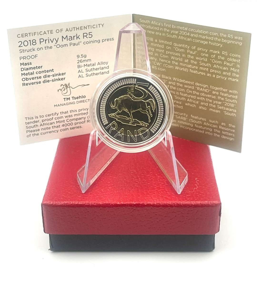 2018 Oom Paul Mintmark R5 *** Mintage ONLY 254 *** With Certificate in original box