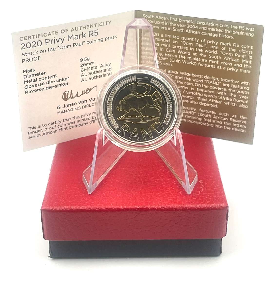 2020 Oom Paul Mintmark R5 *** Mintage ONLY 225*** With Certificate in original box