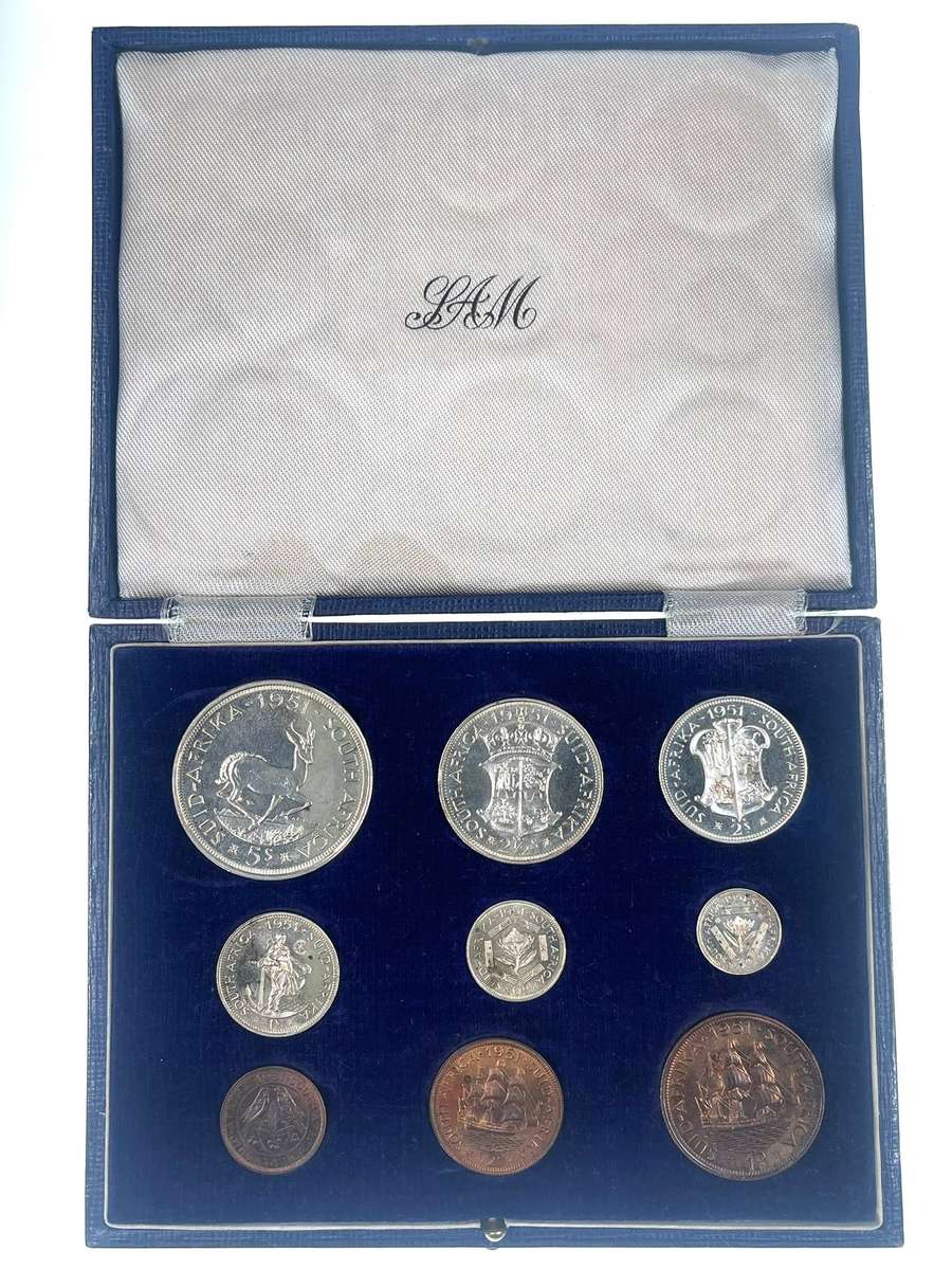 1951 South Africa Union Proof Coin Set in original mint box **Mintage ONLY 2000*