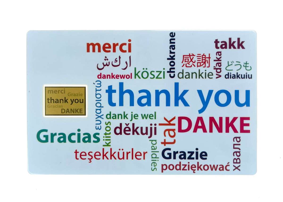 Thank You Gold Coin Card (1/1000oz Pure gold)