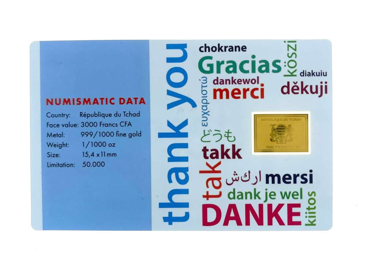 Thank You Gold Coin Card (1/1000oz Pure gold)