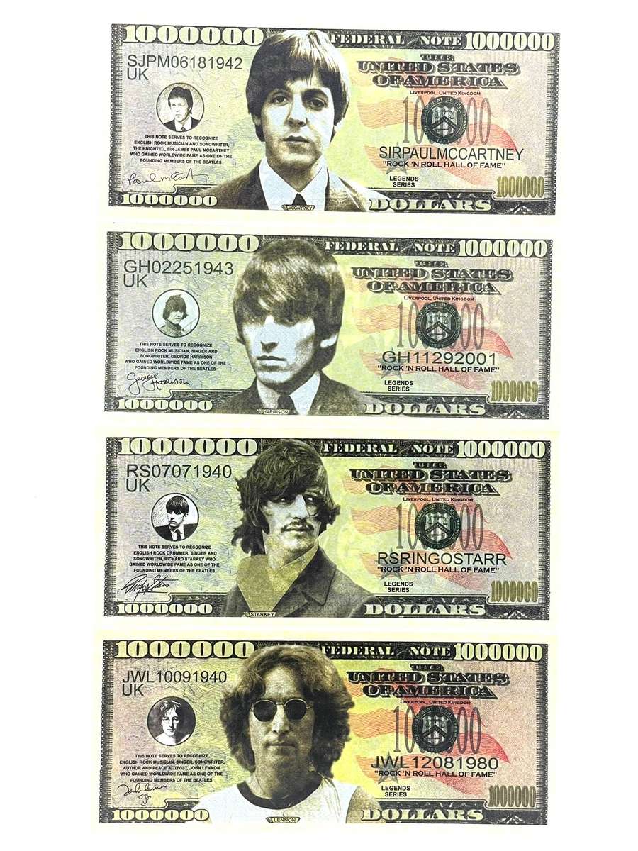 The Beatles Novelty Notes (Set of x4 Notes)