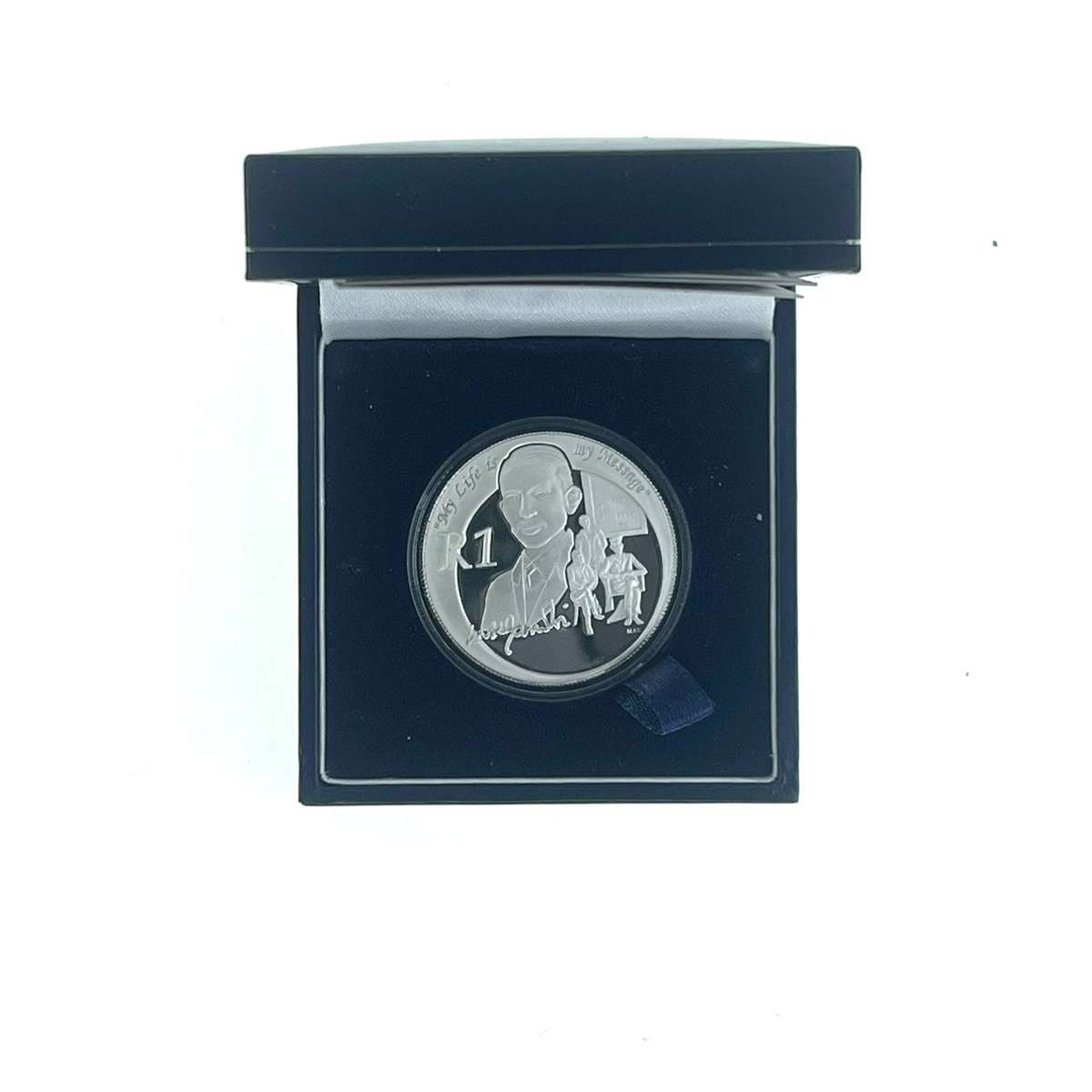 2008 Mahatma Gandhi Protea Silver R1 with Certificate in original SA Mint Box