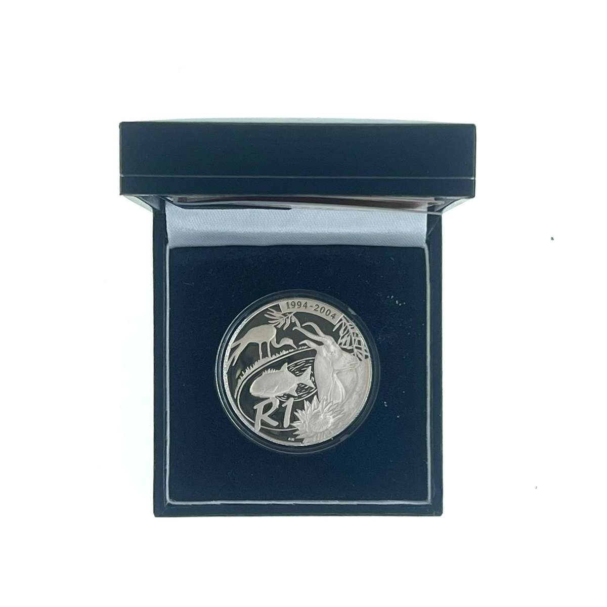2004 Ten Years of democracy Silver Protea R1 with Certificate in original SA Mint Box